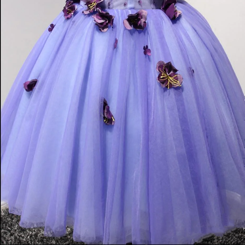Short Lavender Homecoming Dresses Flower Applique Knee Length Prom Dress KPH0642