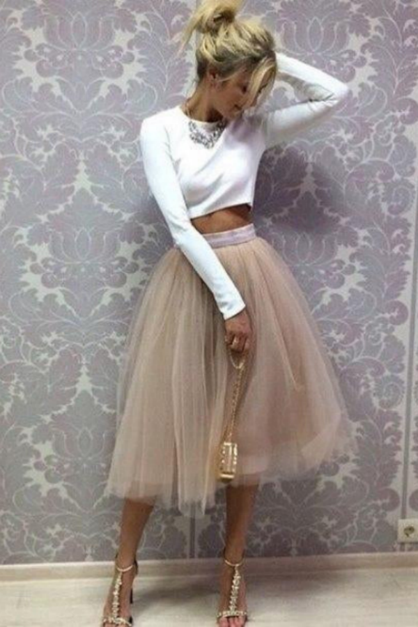 Two Piece Homecoming Dresses Simple Short Prom Dress Long Sleeve Party Dress KPH0686