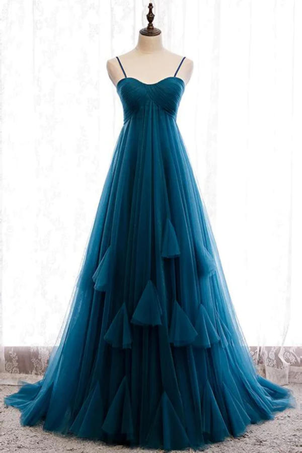 Sweetheart Neck Blue Long Prom Dress, Long Blue Formal Graduation Evening Dress KPP1769