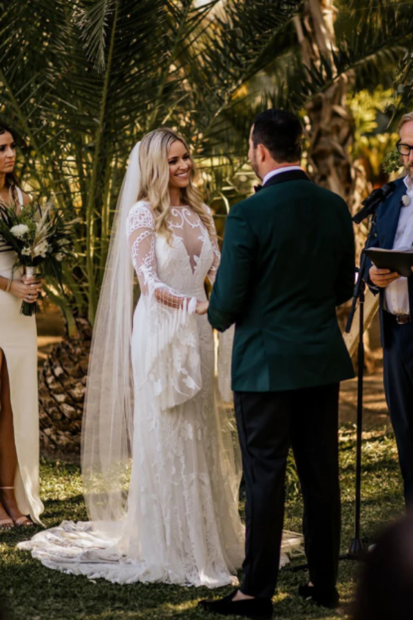 Sheath Column Long Sleeve Wedding Dresses Boho Country Bridal Dresses KPW0718