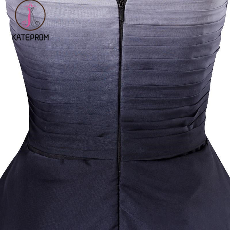 High Low Sweetheart Ombre Prom Dress, Unique Pleated Homecoming Dress with Sequins KPP0872