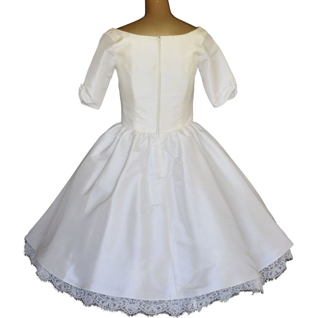 50s Style White Lace And Satin Short Wedding Dress KPW0724