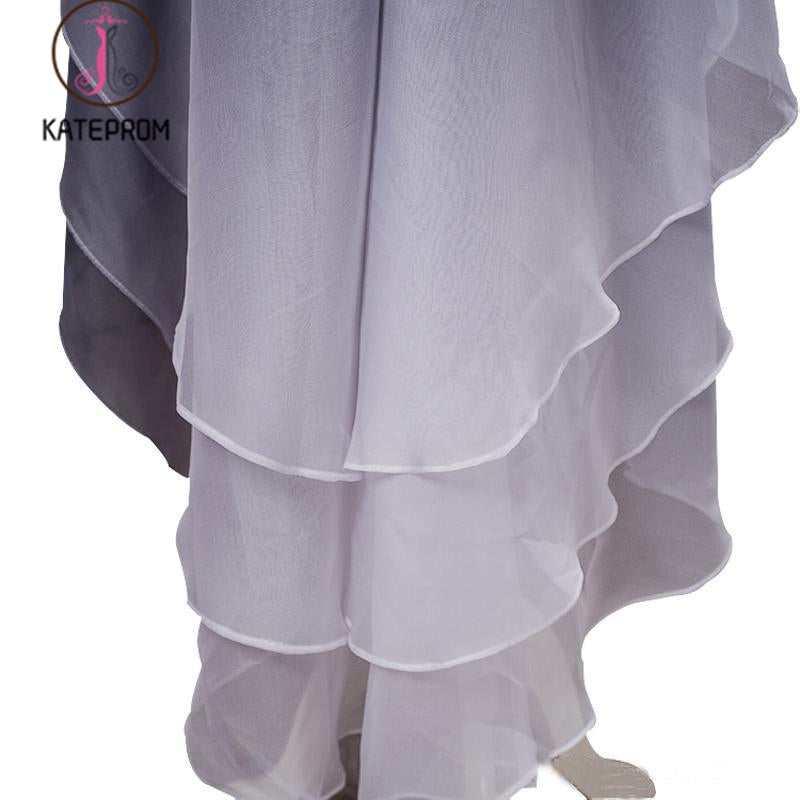 High Low Sweetheart Ombre Prom Dress, Unique Pleated Homecoming Dress with Sequins KPP0872