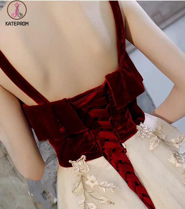 A Line Straps Sleeveless Long Party Dress with Appliques, Charming Long Prom Dresses KPP1298