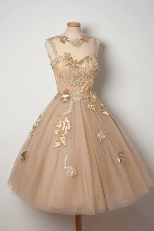 Sheer Lace Up Appliques Beading Short Homecoming Dresses KPH0663