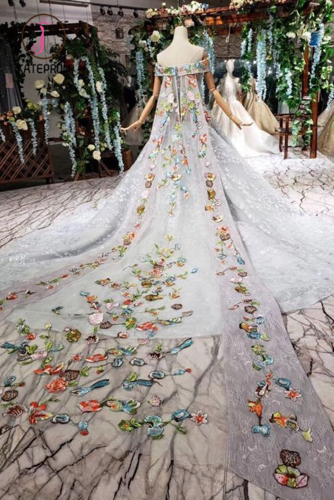 New Arrival Off the Shoulder Lace Prom Dress with Appliques, Quinceanera Dress KPP0871