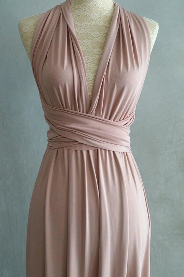 Simple Elegant Open Back Pink Prom Dresses Bridesmaid Dresses KPP1609