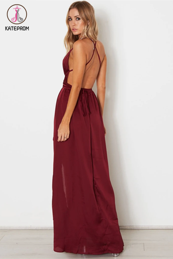 2021 A-line Custom Spaghetti Straps Prom Dresses Burgundy Long Prom Dresses Evening Dress KPP1343