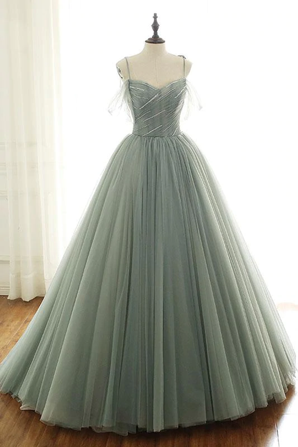 Ball Gown Spaghetti Straps Long Prom Dress Quinceanera Formal Evening Dress KPP1541