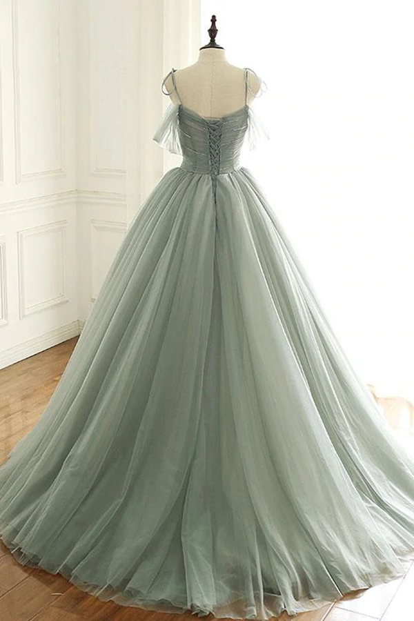 Ball Gown Spaghetti Straps Long Prom Dress Quinceanera Formal Evening Dress KPP1541