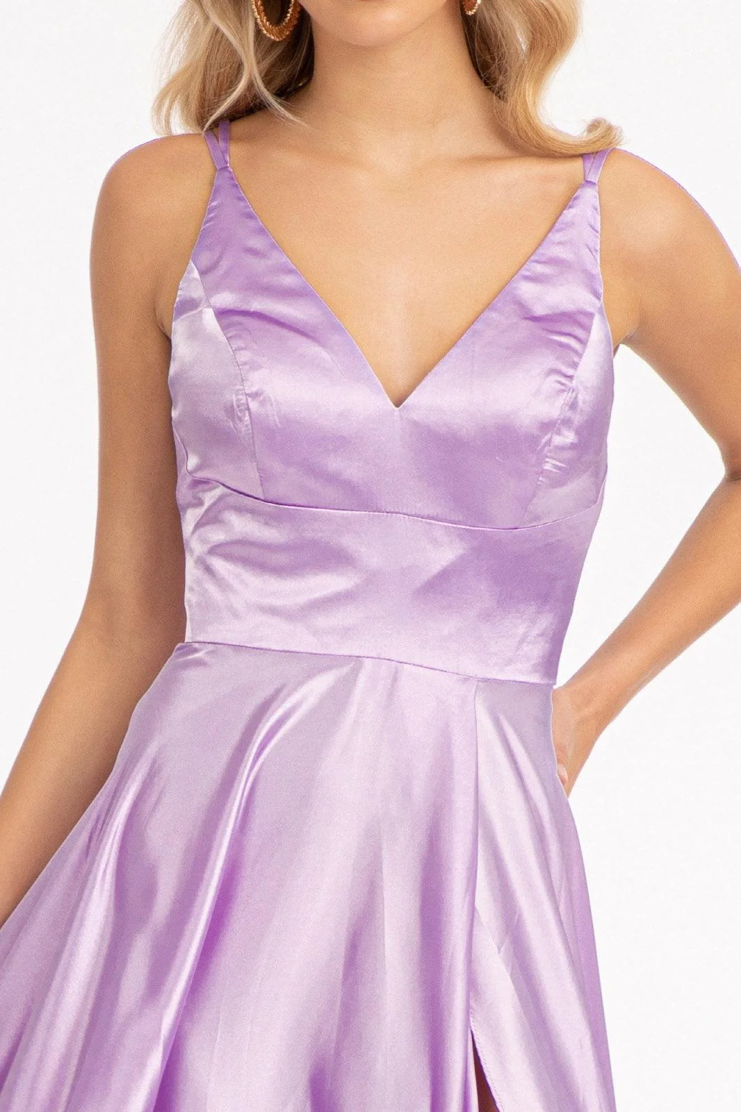 Long Spaghetti Strap Formal Bridesmaid Satin Dress