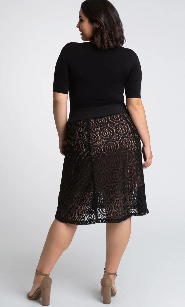 Kiyonna Muse Lace Midi Skirt Short Dress