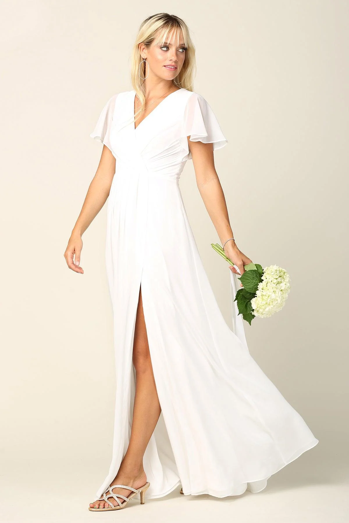 Long Short Sleeve Mother of the Bride Chiffon Dress