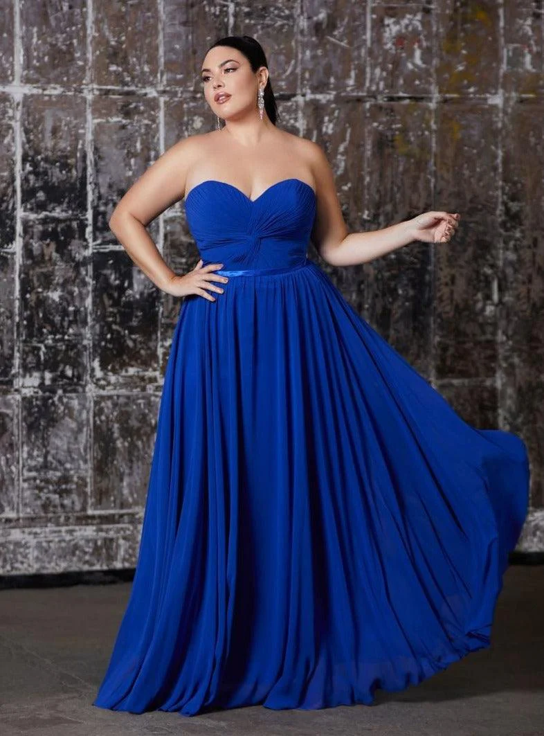 Cinderella Divine CD7455 Strapless Chiffon Empire Waist Prom Dress