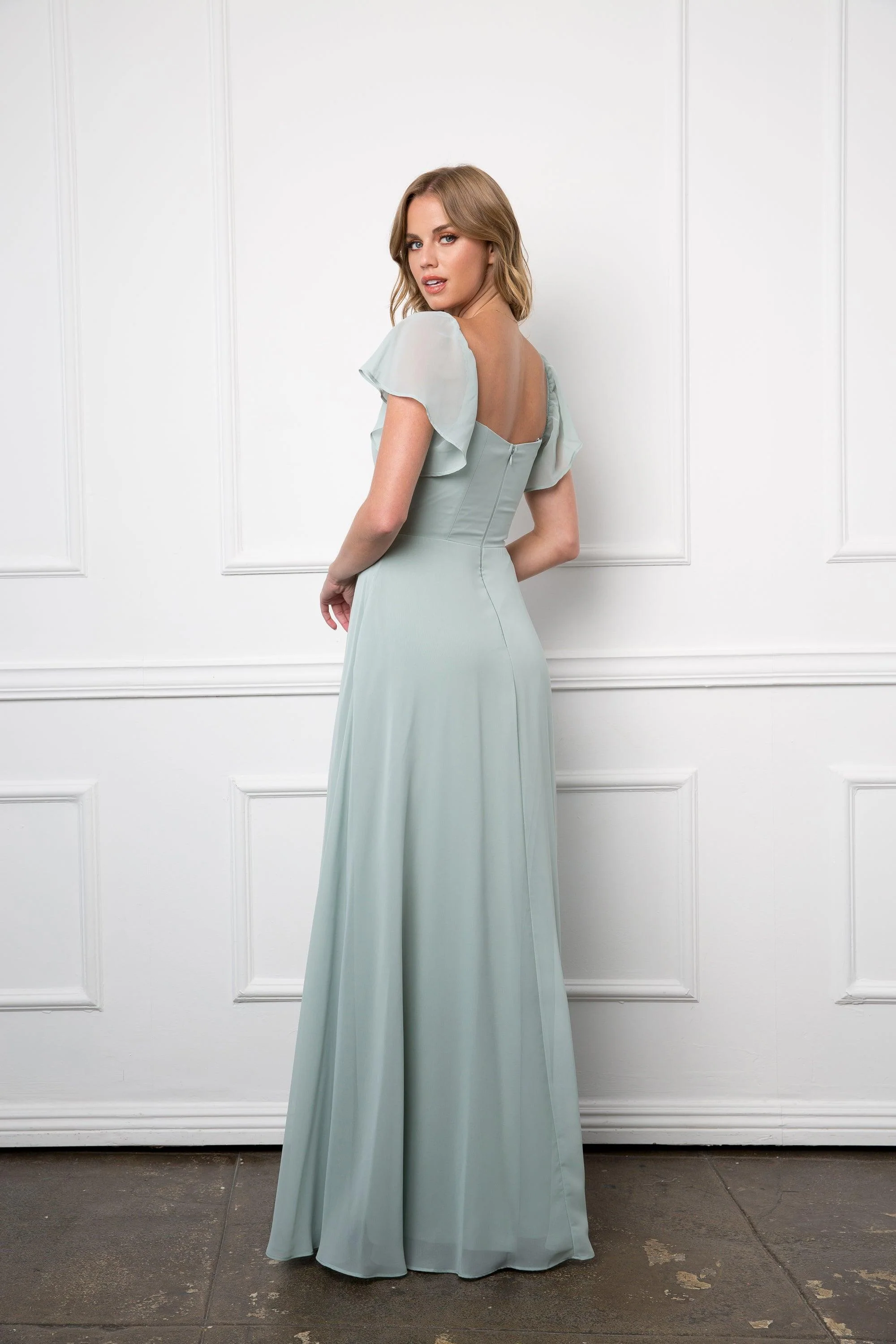 Long Formal Bridesmaids Chiffon Evening Gown