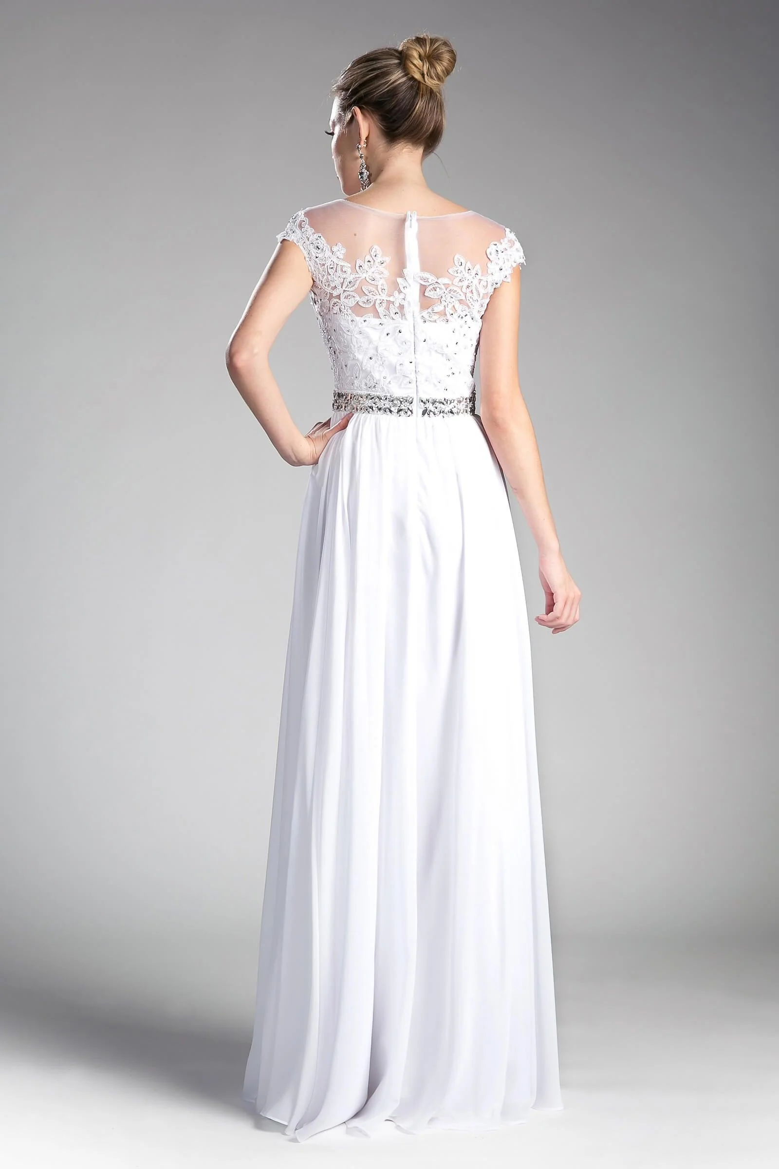 Cinderella Divine UJ0011 Cap Sleeve Formal Dress Chiffon Prom Long Gown