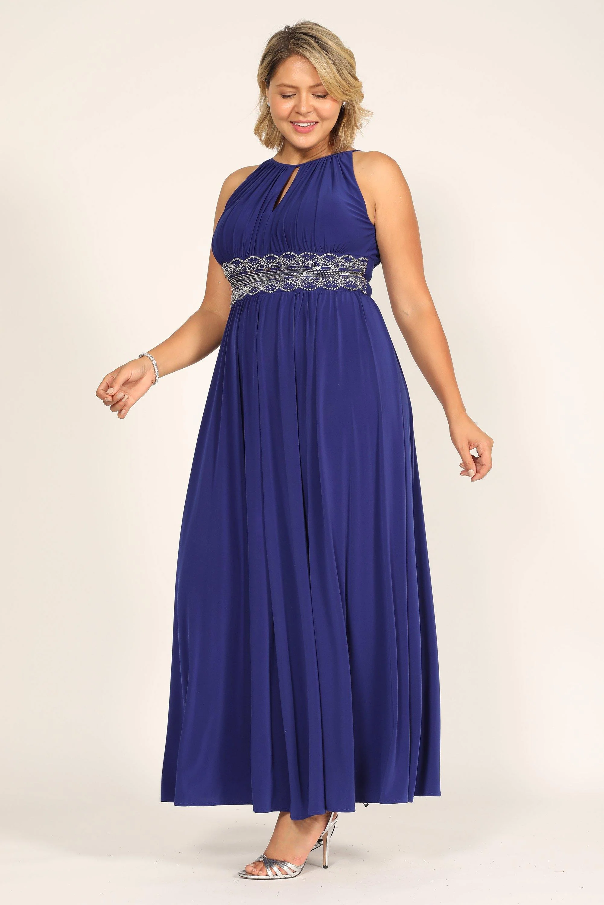 R&M Richards 1328P Long Formal Beaded Petite Dress