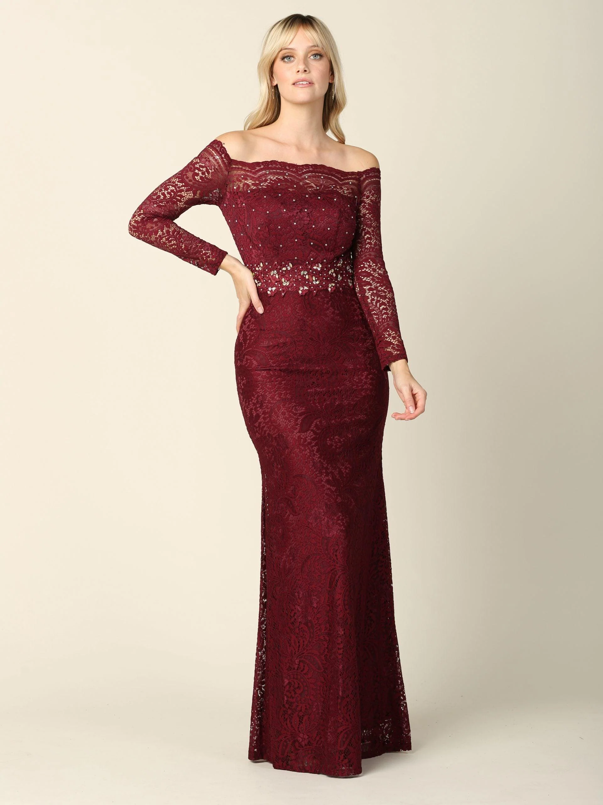 Long Off Shoulder Formal Lace Evening Party Dress Sale