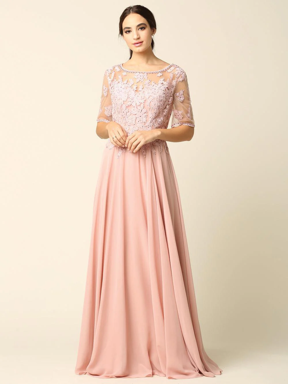 Formal Mother of the Bride Long Lace Chiffon Dress Sale