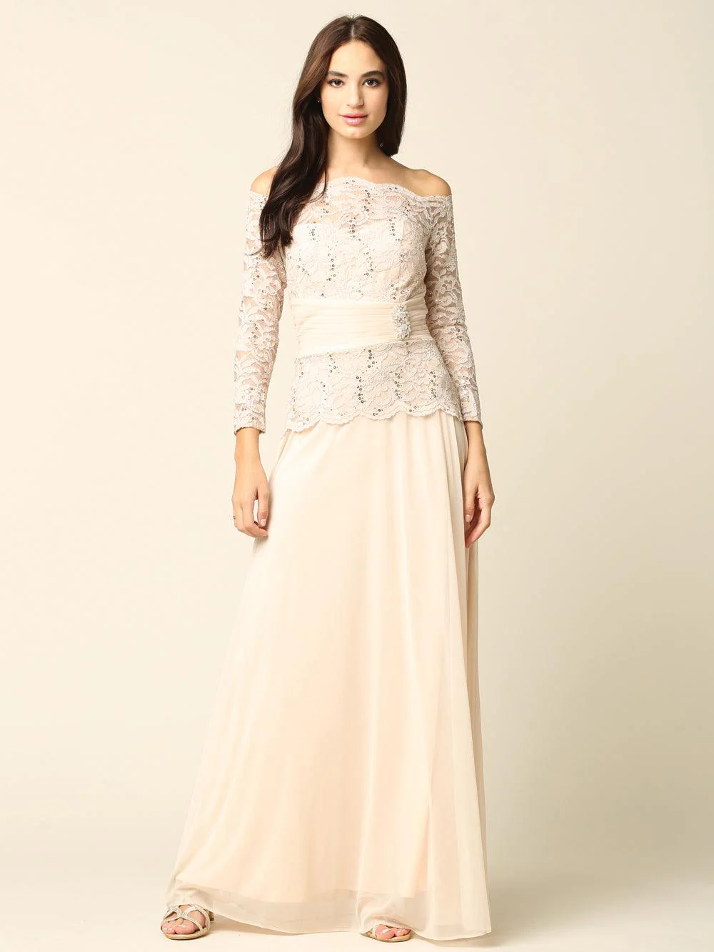 Long Mother of the Bride Off Shoulder Formal Dress