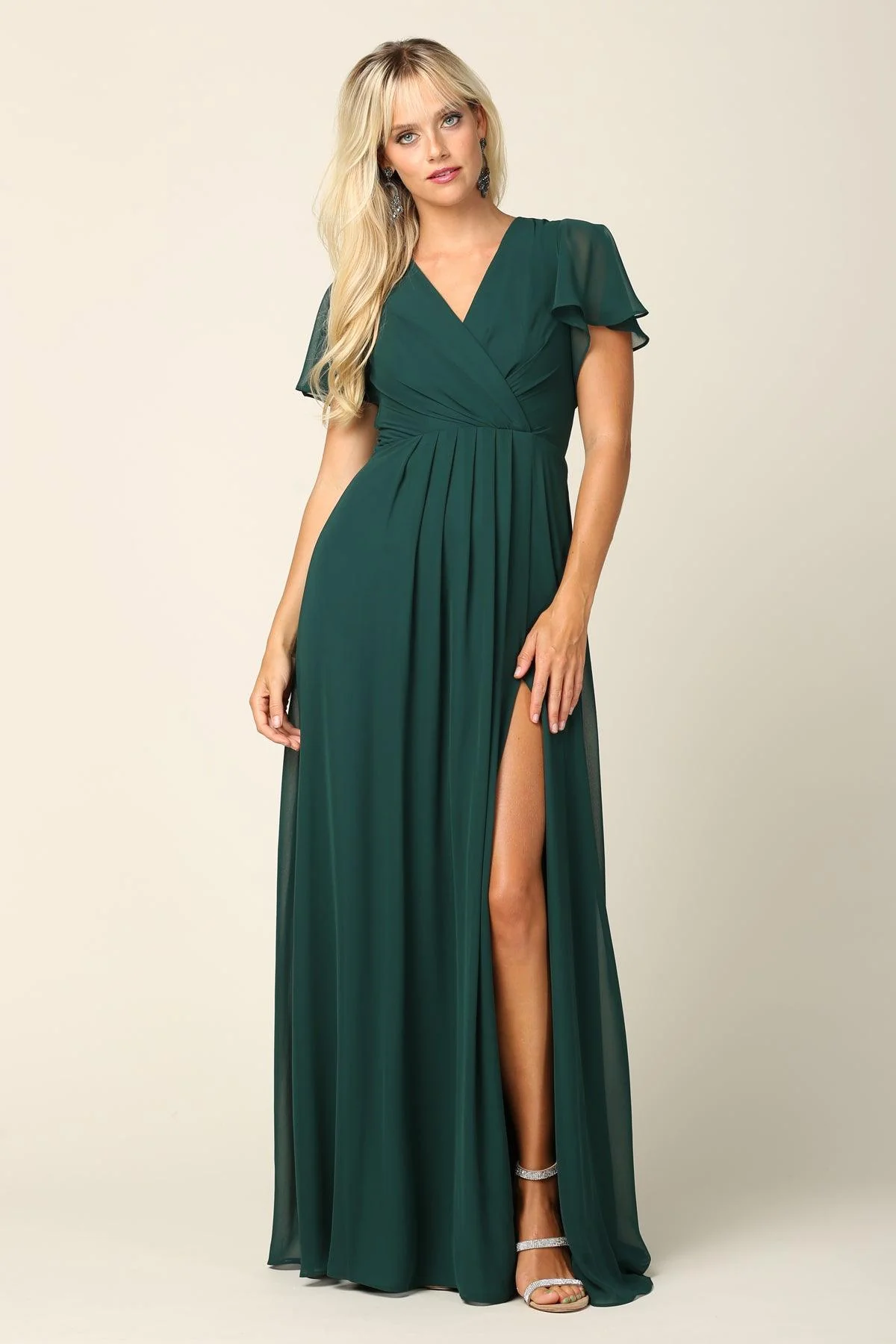 Long Short Sleeve Mother of the Bride Chiffon Dress