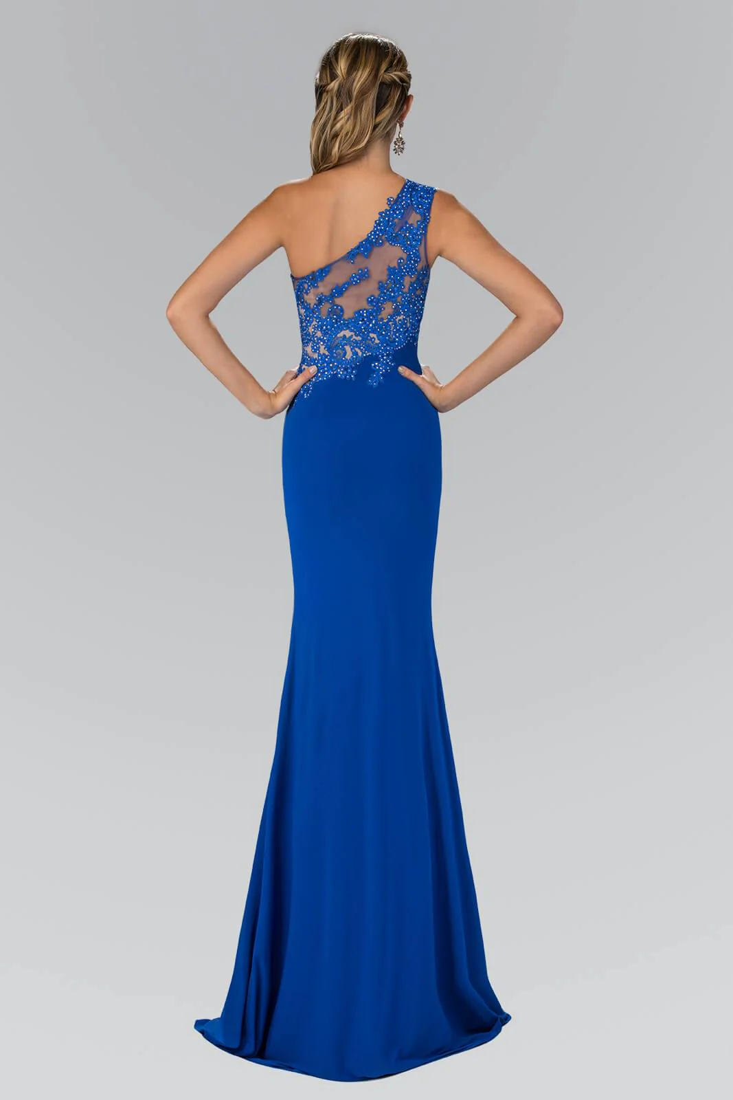 Long Formal One Shoulder Prom Dress with Side Slit