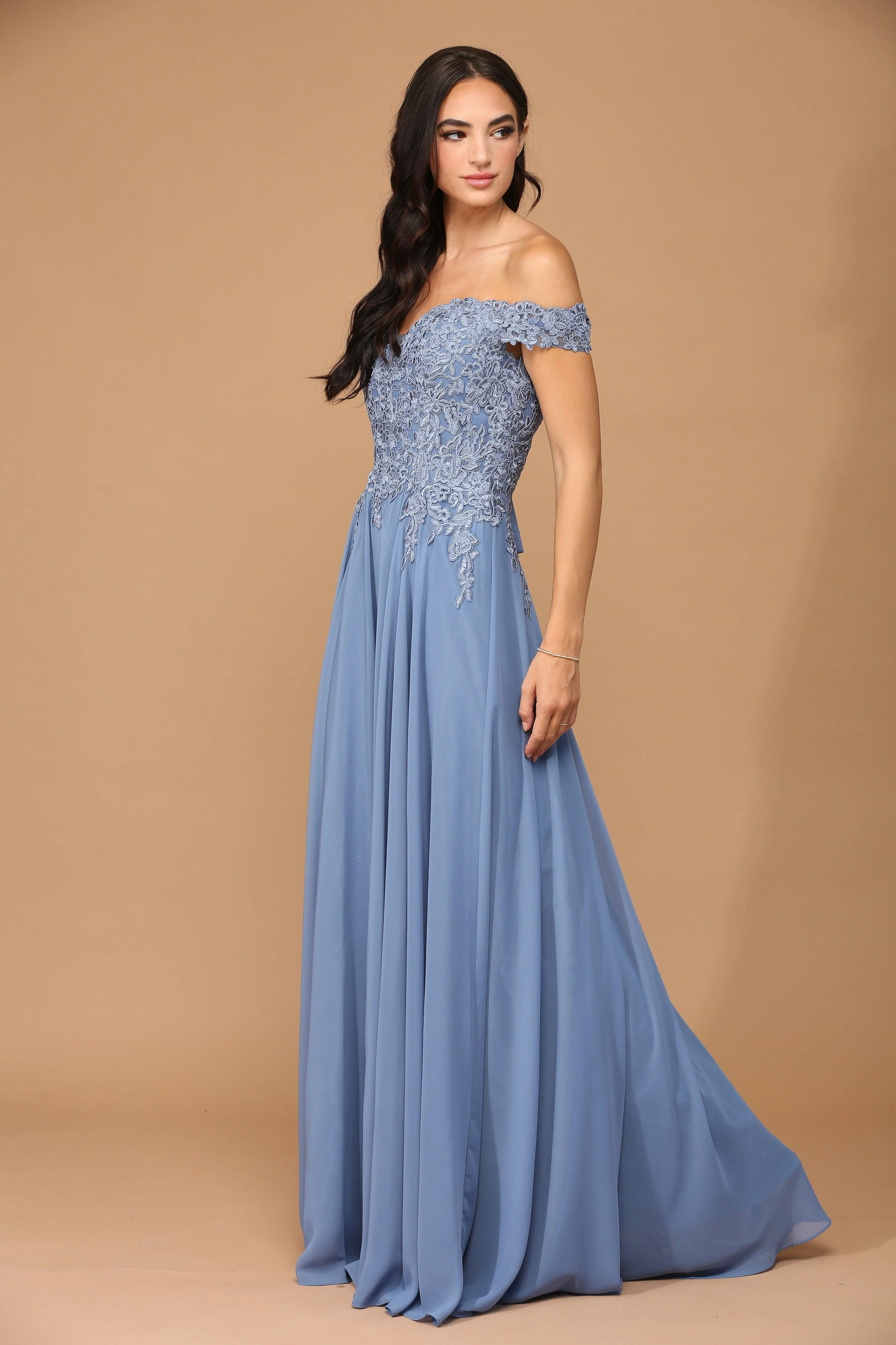 Long Off Shoulder Formal Chiffon Evening Dress
