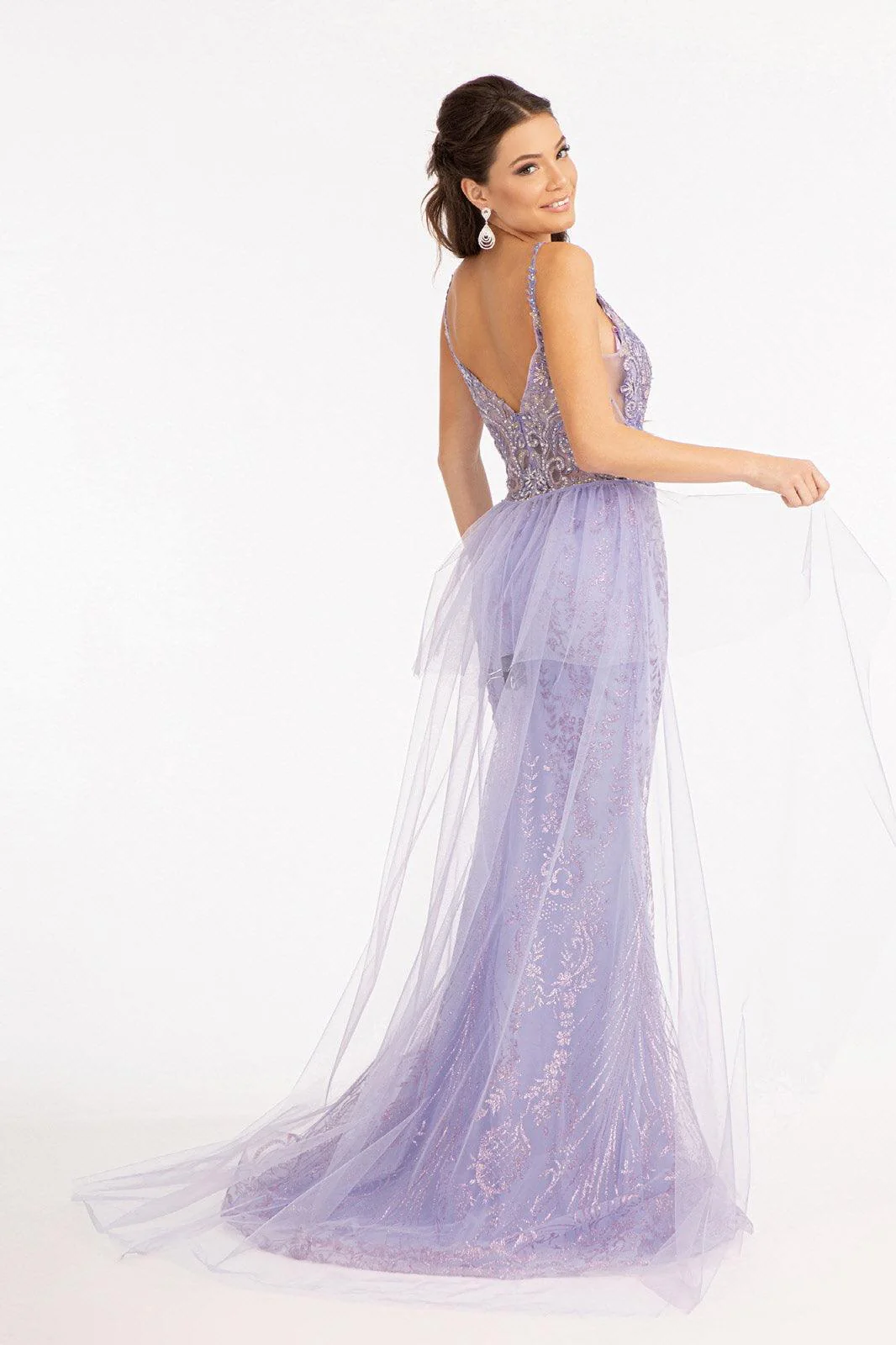 Long Spaghetti Strap Mesh Prom Dress Sale