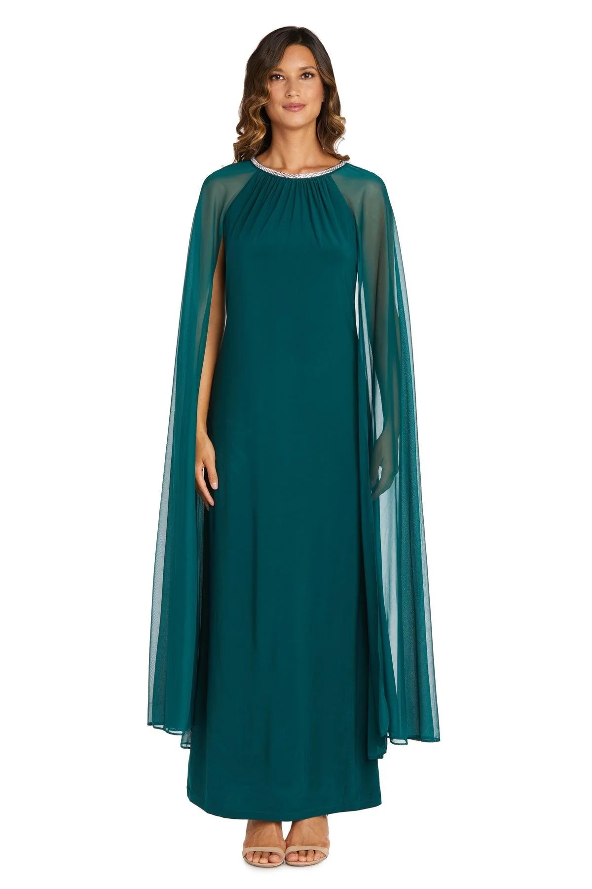 R&M Richards 2487P Long Formal Petite Beaded Dress