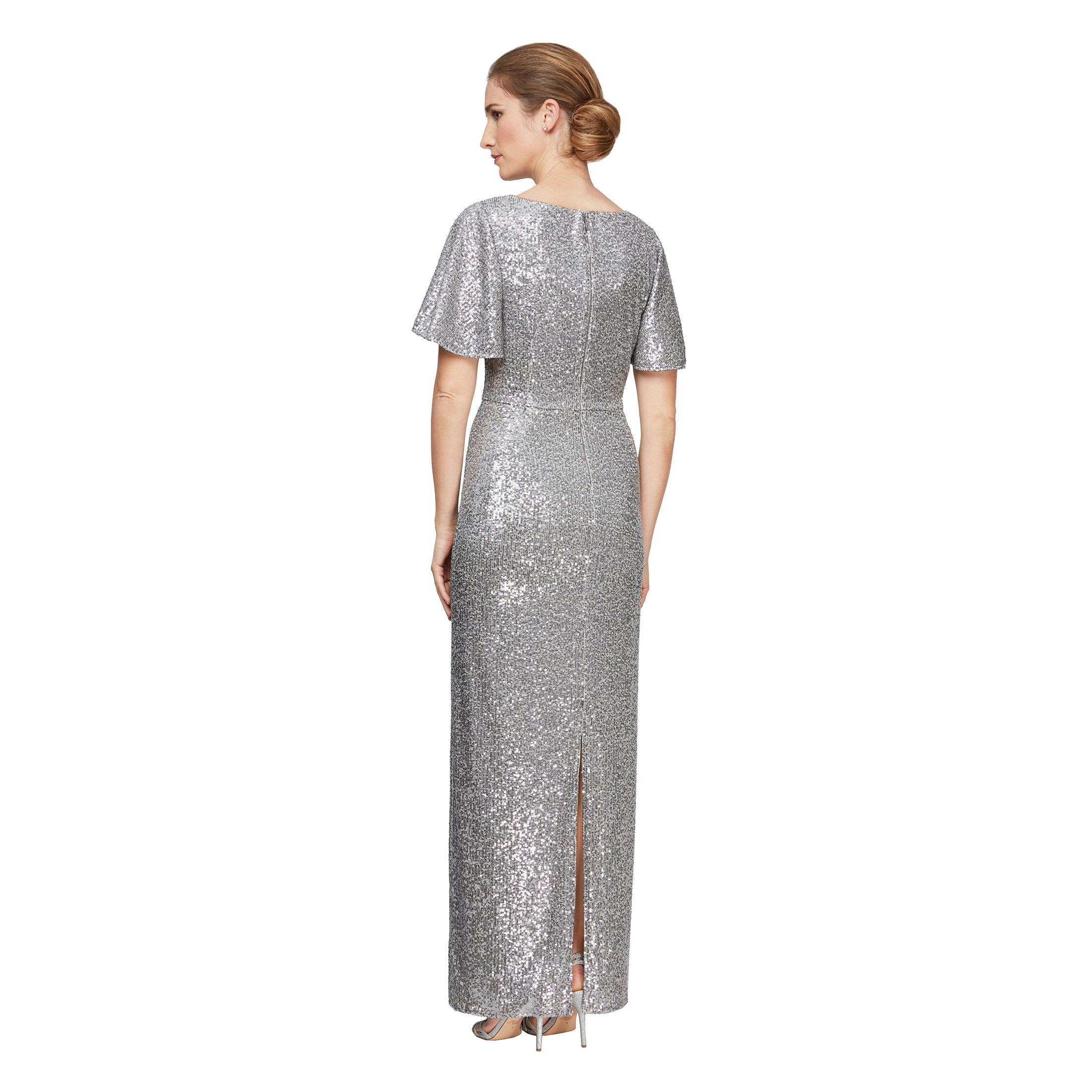 Alex Evenings AE8196677 Long Silver Formal Dress