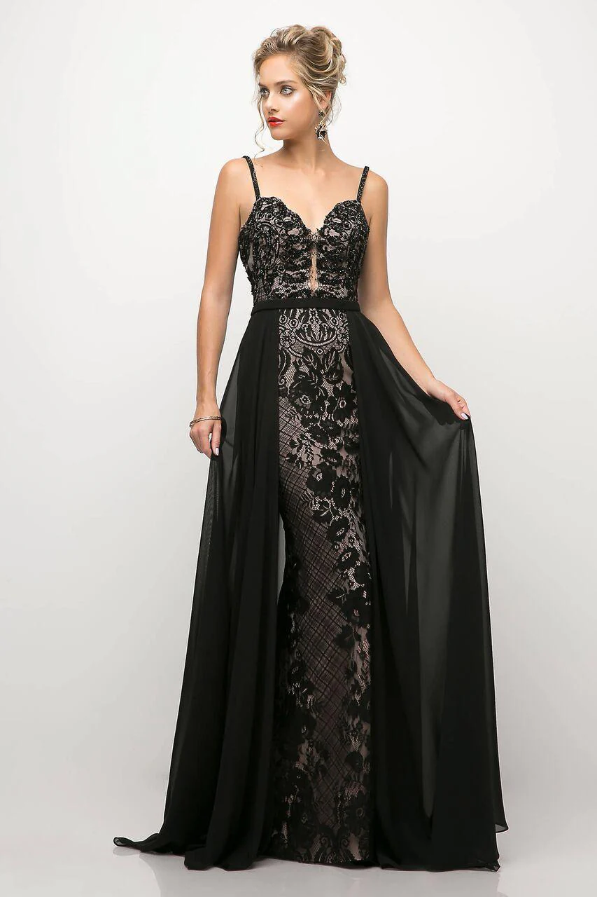 Cinderella Divine UT254 Long Beaded Lace Formal Evening Prom Gown