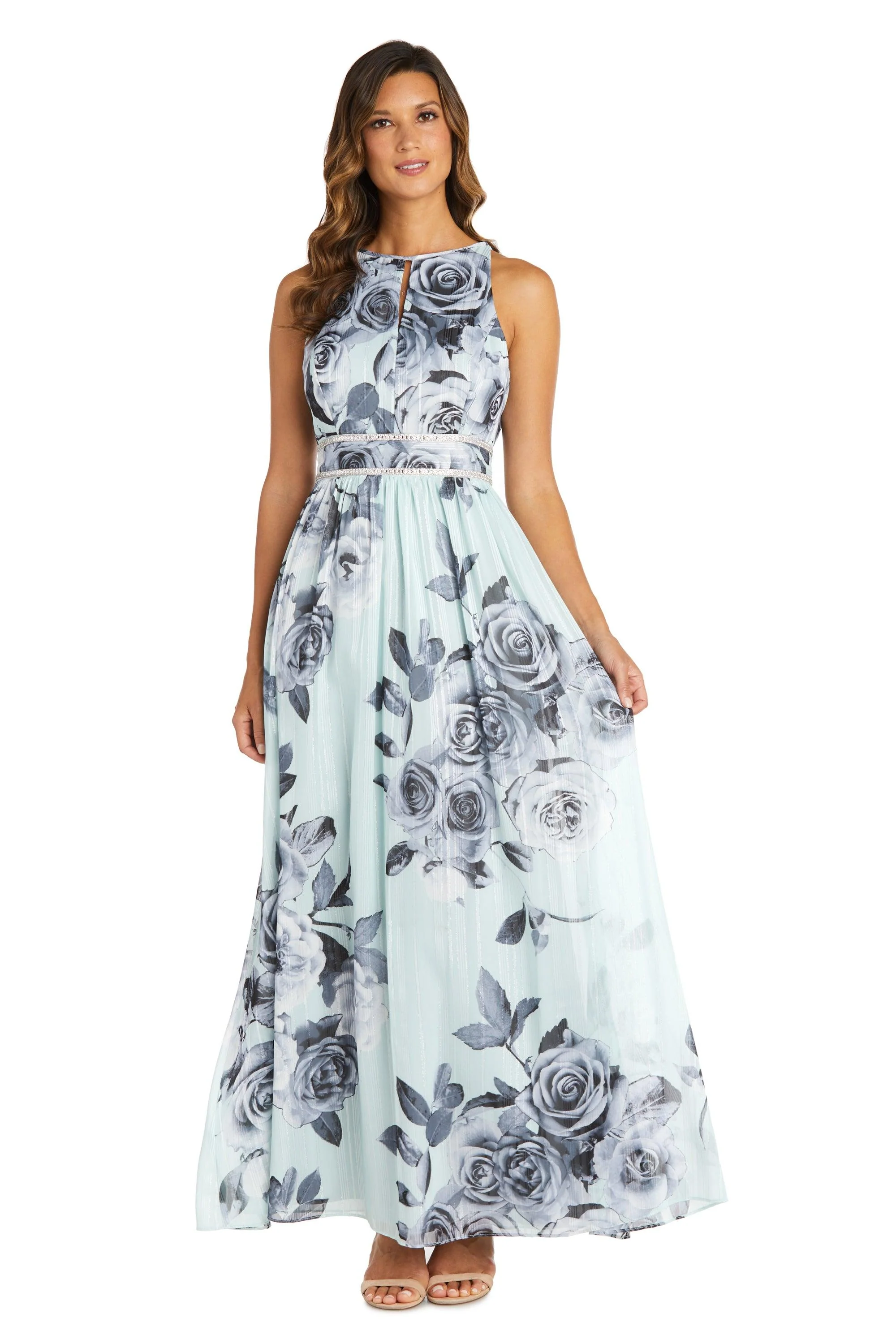 R&M Richards 7045 Long Formal Chiffon Print Dress