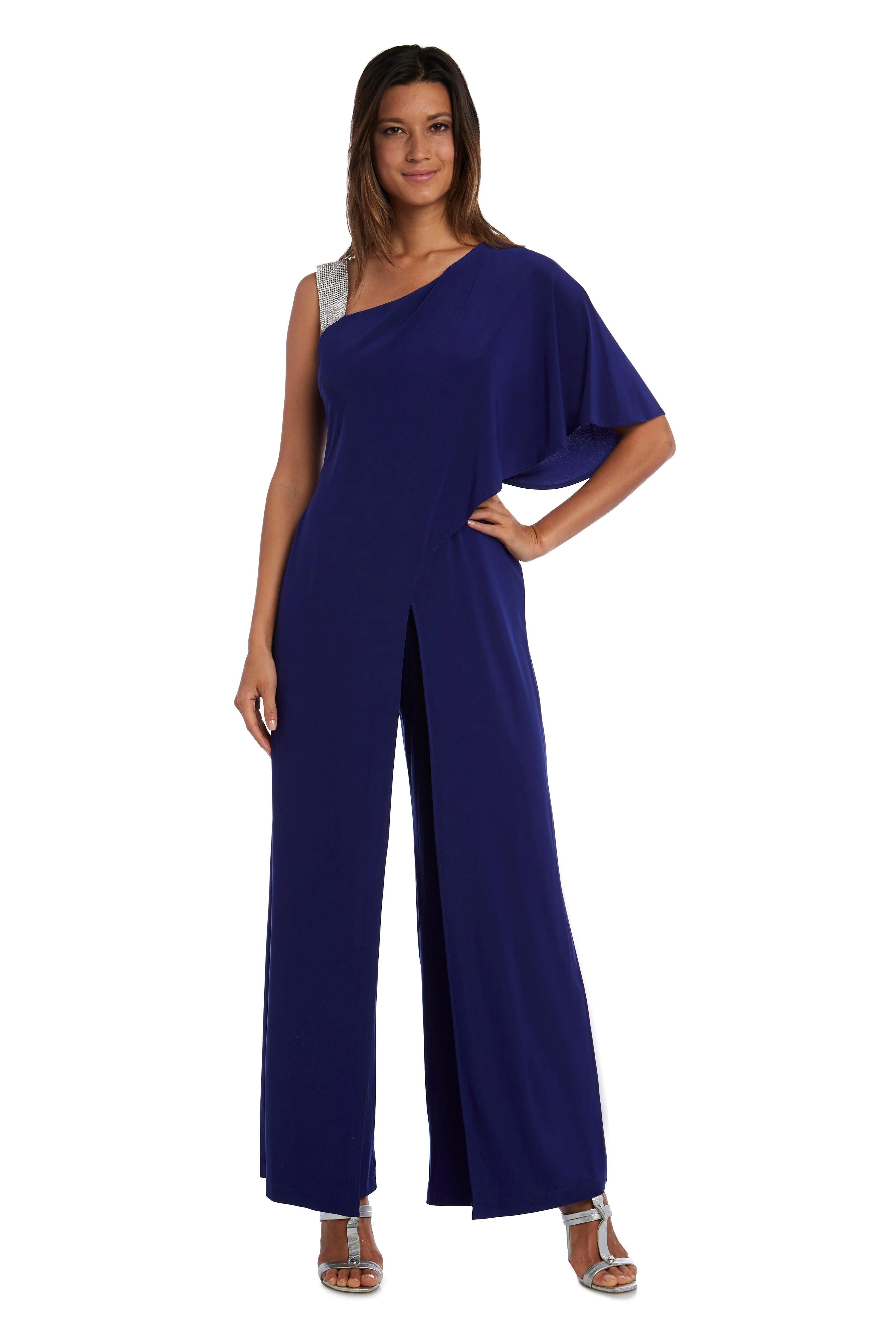 R&M Richards 3420 Asymmetric Jumpsuit With Overlay
