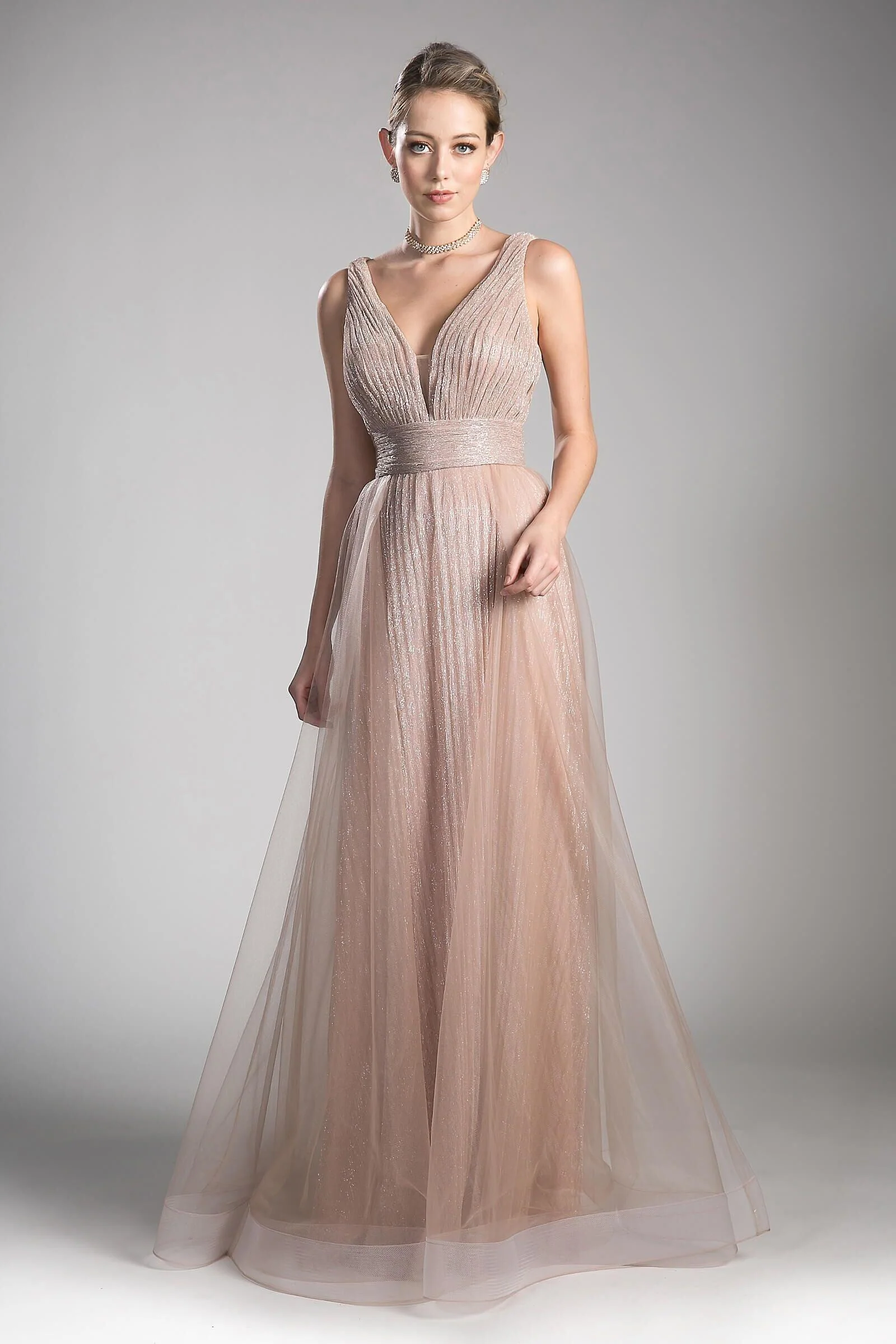 Cinderella Divine CT0040 Prom Long Sleeveless Deep V Neck Evening Dress