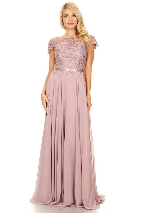 Long Mother of the Bride Beaded Chiffon Formal Gown