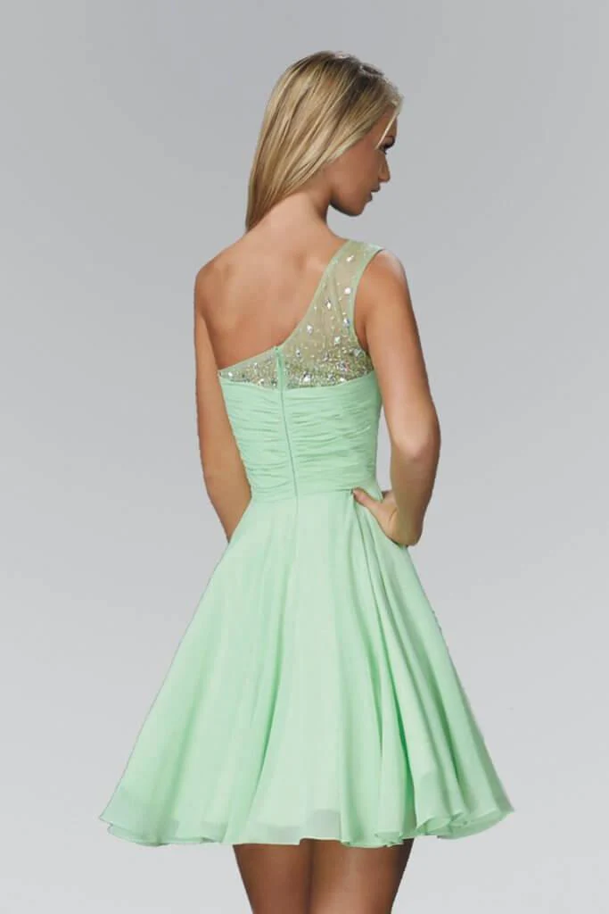 Beaded Asymmetric Prom Short Dress Homecoming