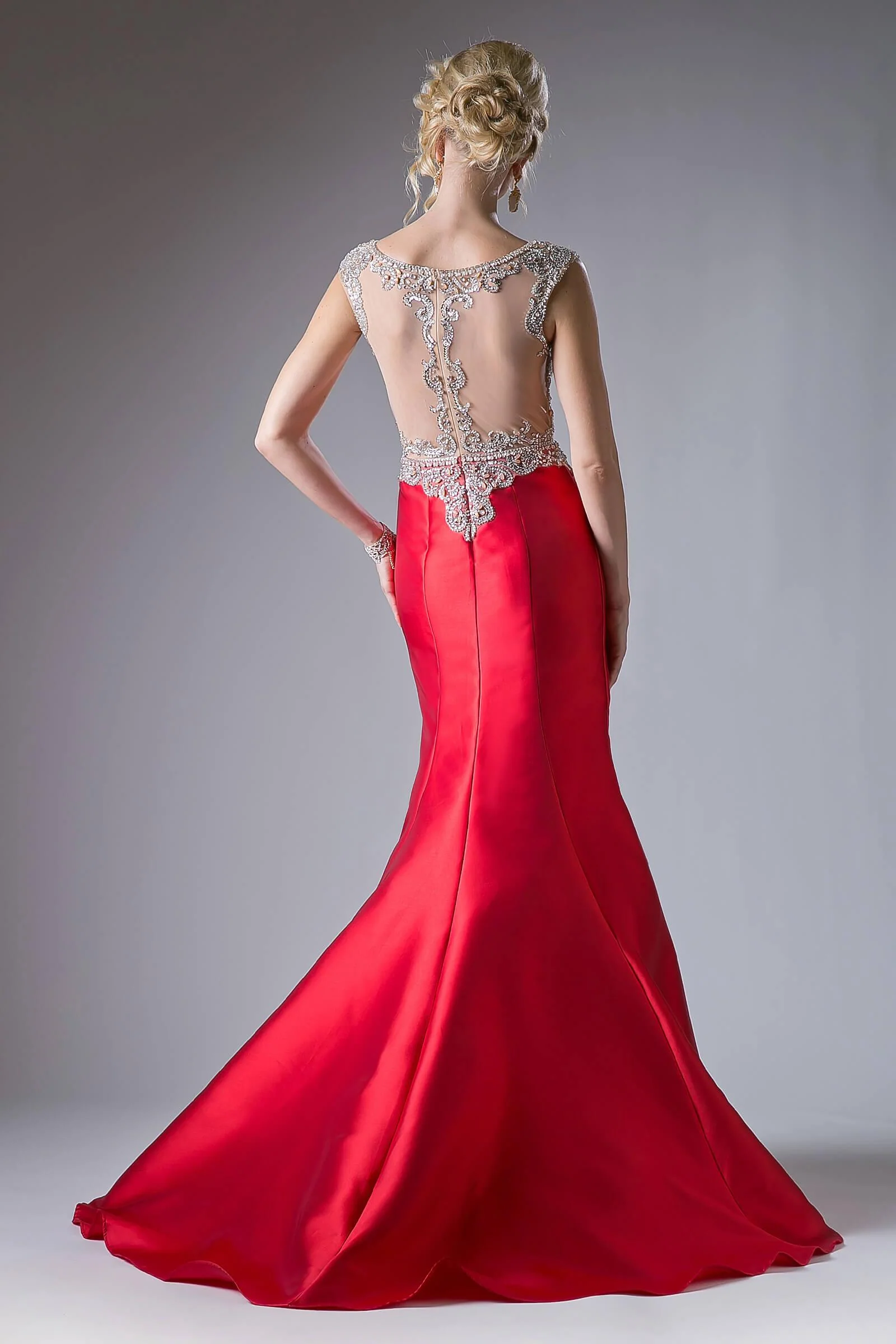 Cinderella Divine CD8990 Prom Long Cap Sleeve Mermaid Evening Dress