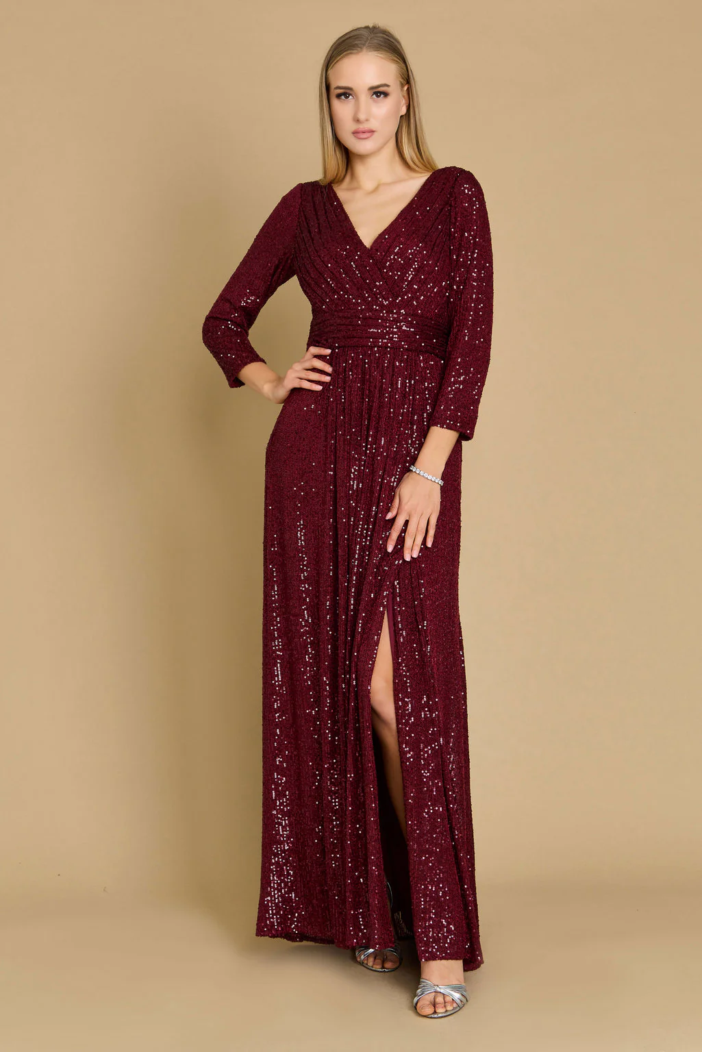 Dylan & Davids Long Sleeve Sequin Formal Beaded Dress