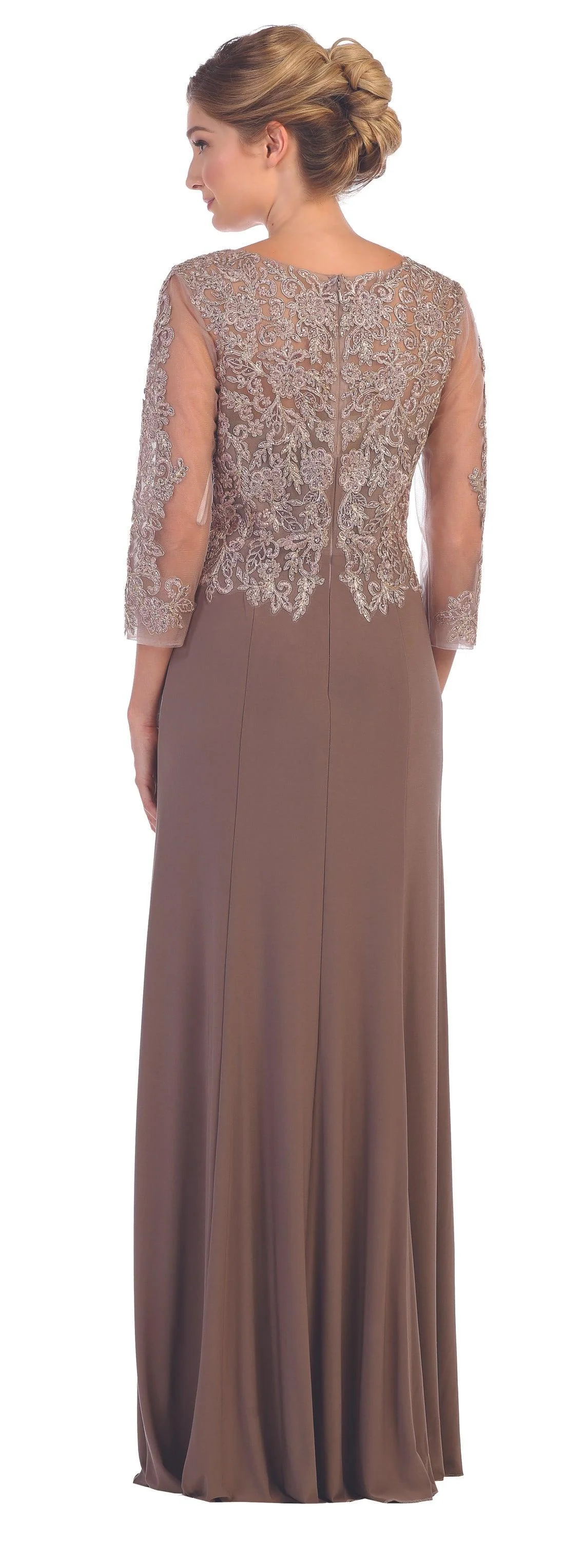 Long Mother of the Bride Long Sleeve Formal Dress