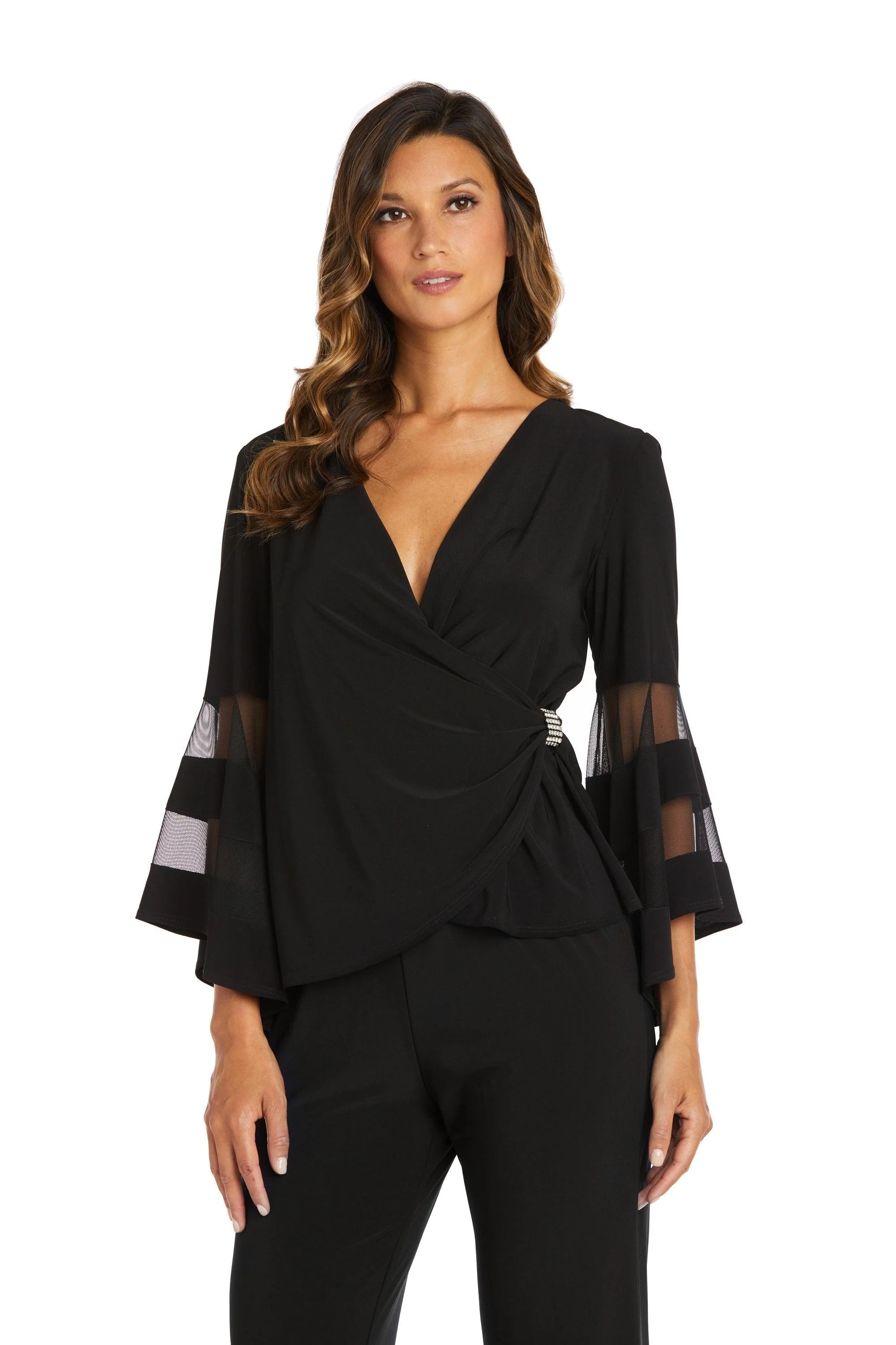R&M Richards 9248 Bell Sleeve Wrap Top