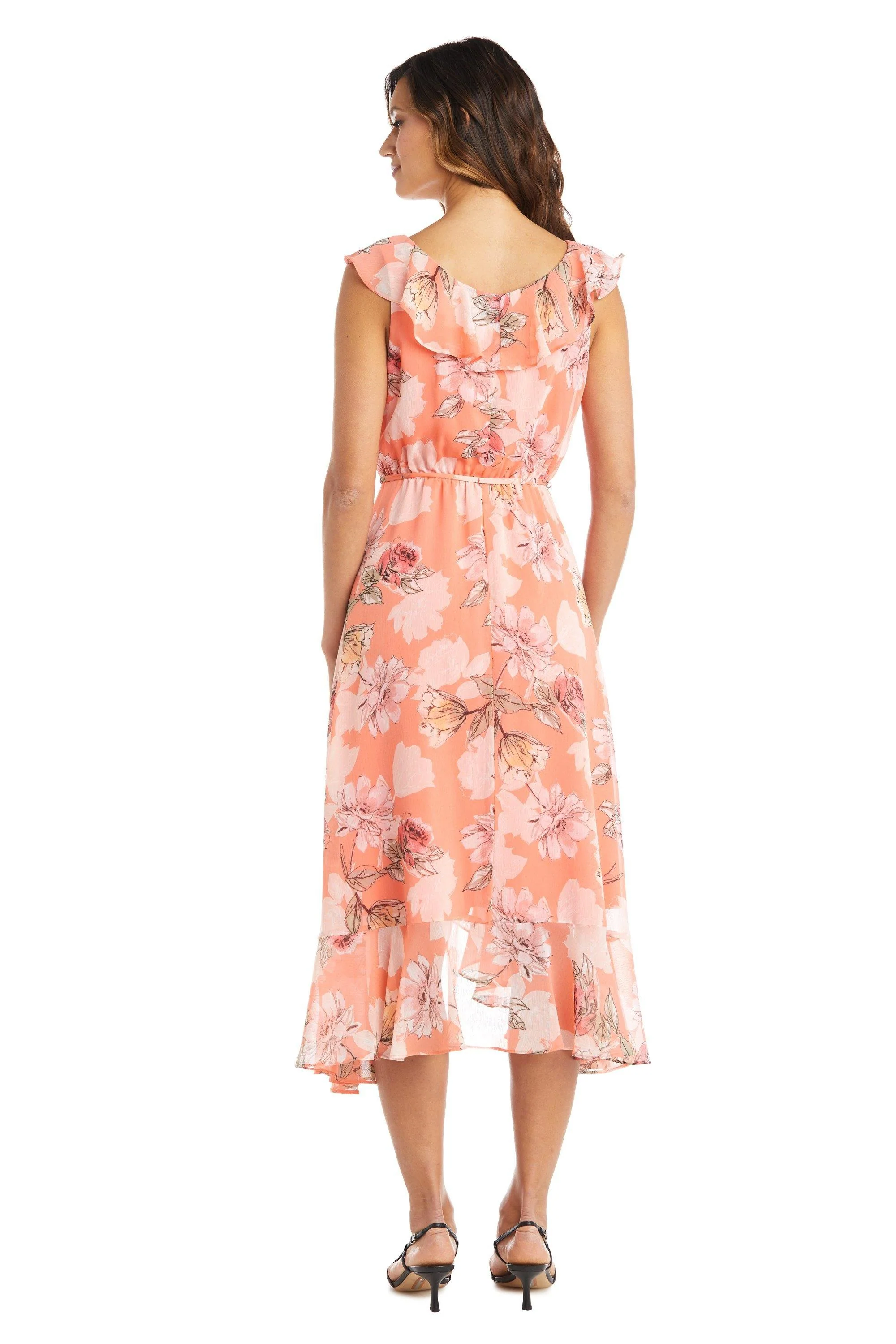 R&M Richards 7804 High Low Print Chiffon Dress