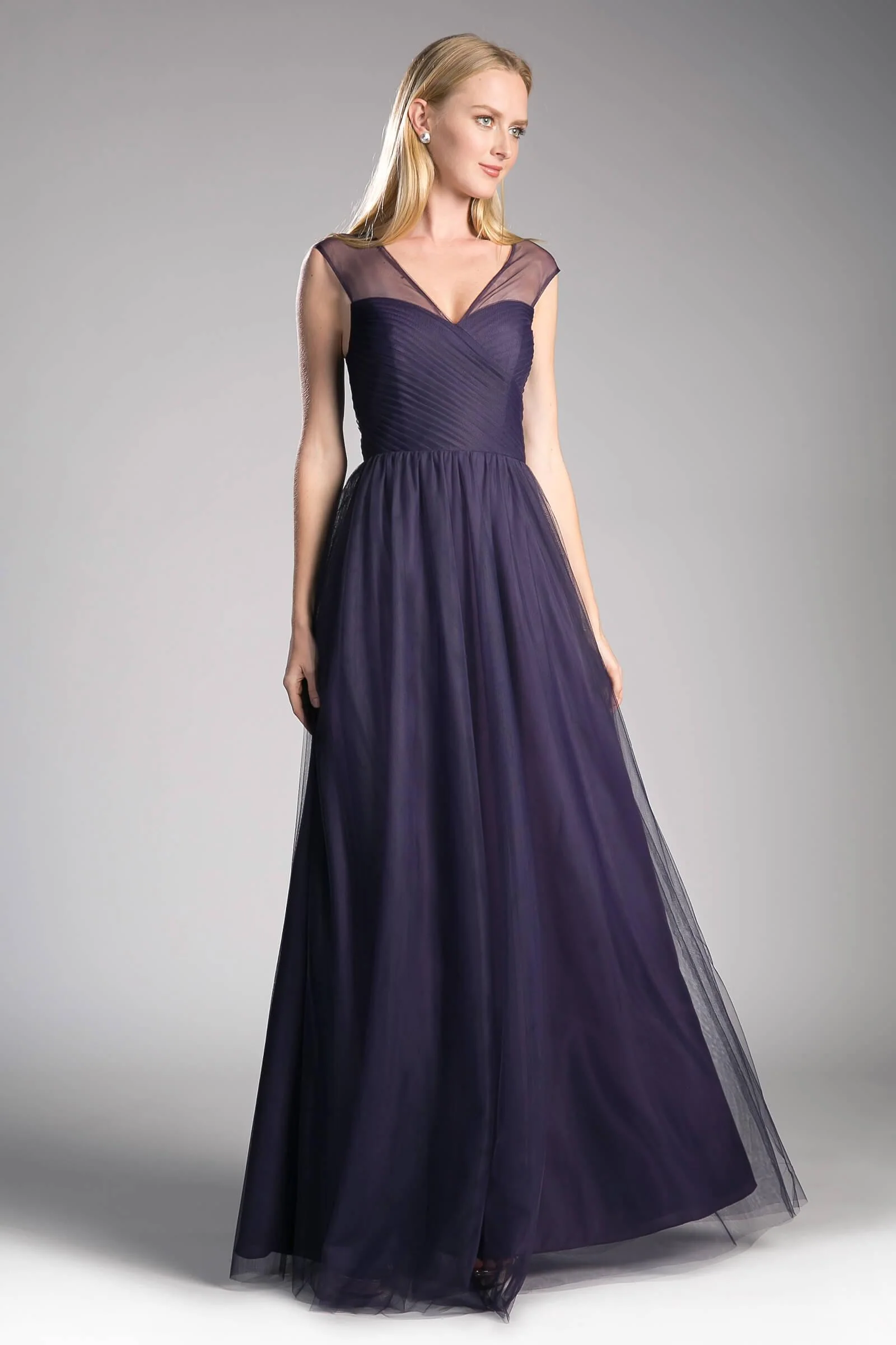 Cinderella Divine ET320 Long V Neck Prom Dress Bridesmaid Gown