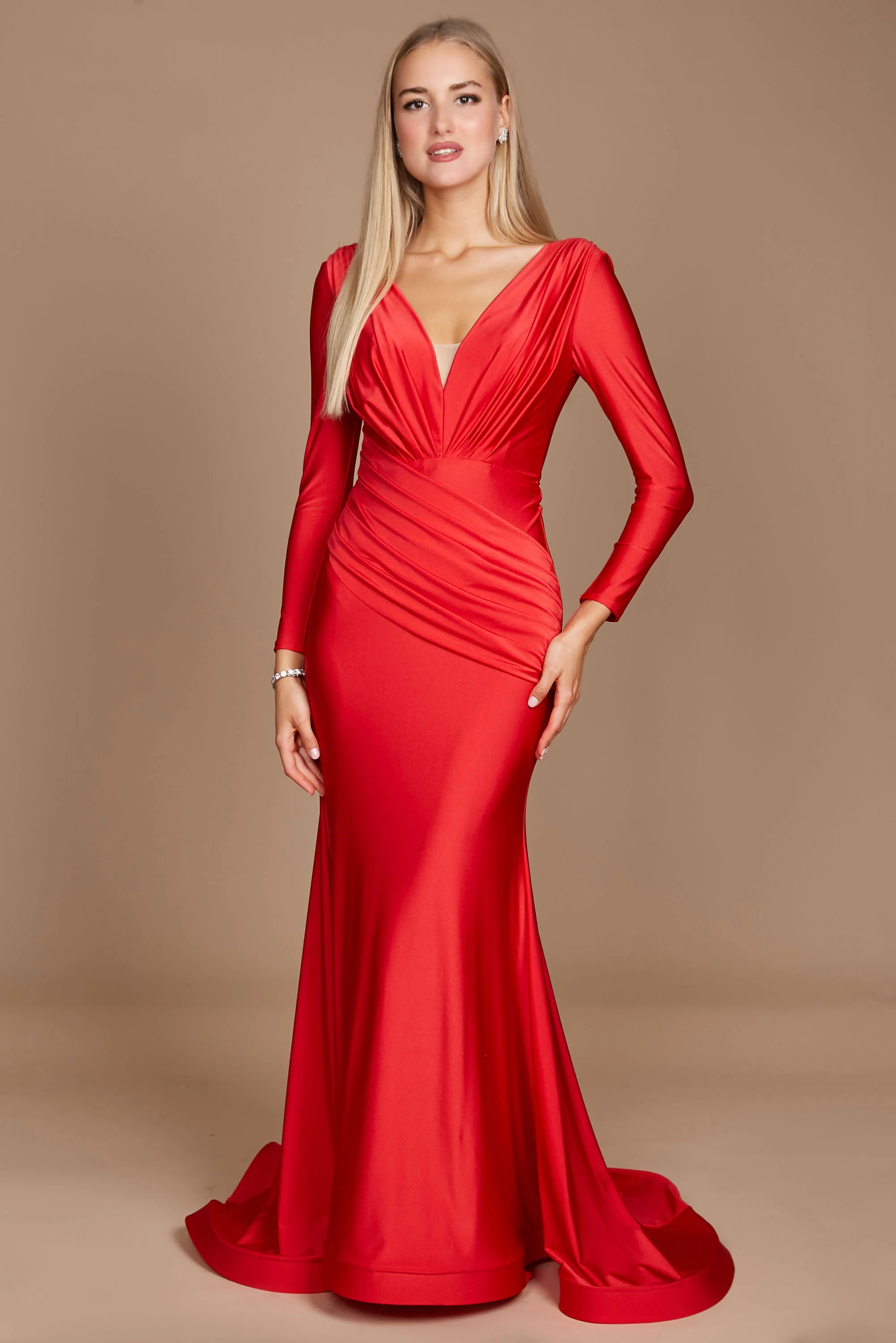 Dylan & Davids Long Sleeve Formal Fitted Evening Dress