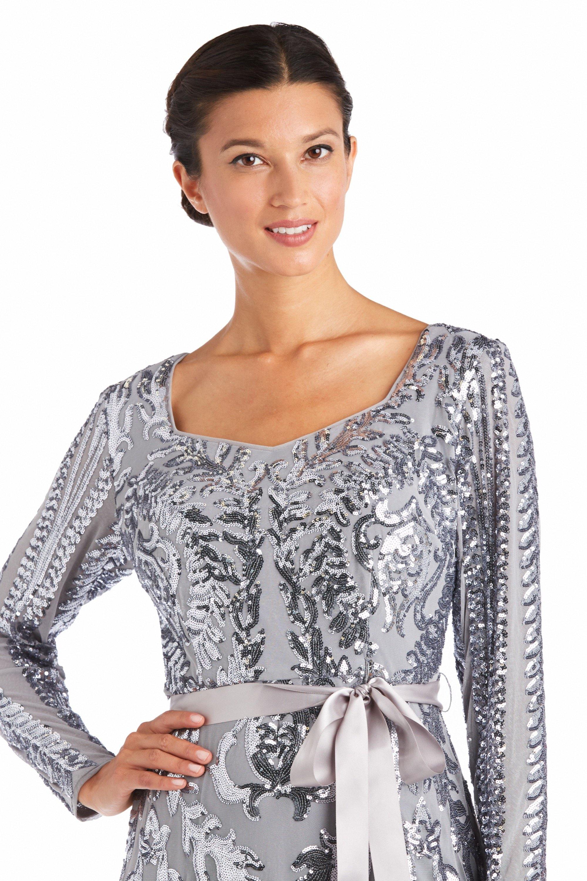 R&M Richards 5623P Long Sleeve Formal Petite Dress