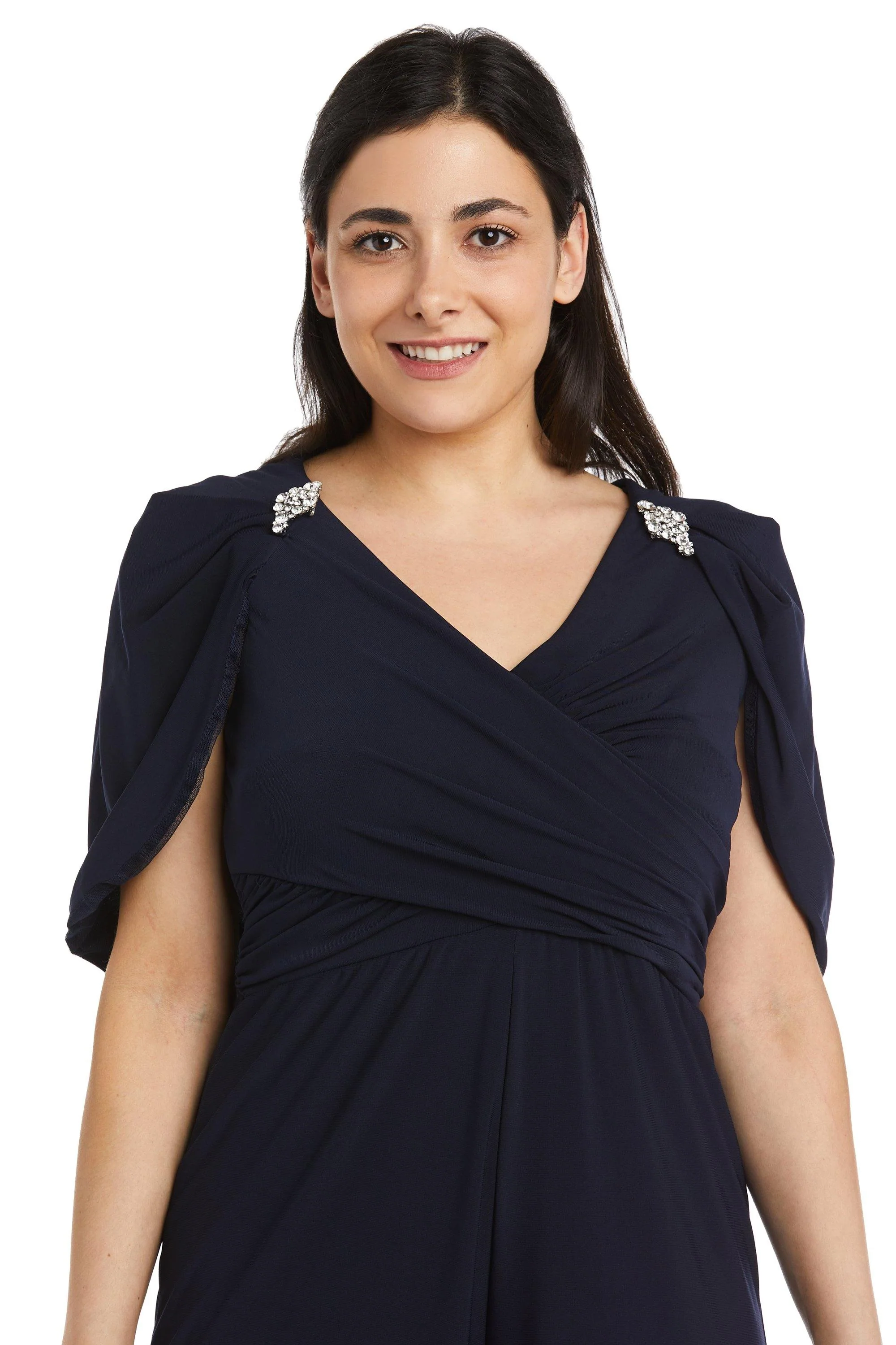 R&M Richards 2460P Petite Capelet Jumpsuit Formal