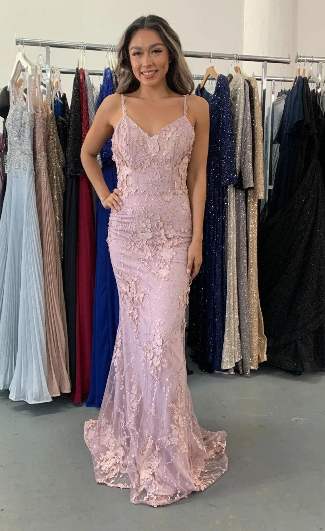 Long Spaghetti Strap Evening Dress Size 6