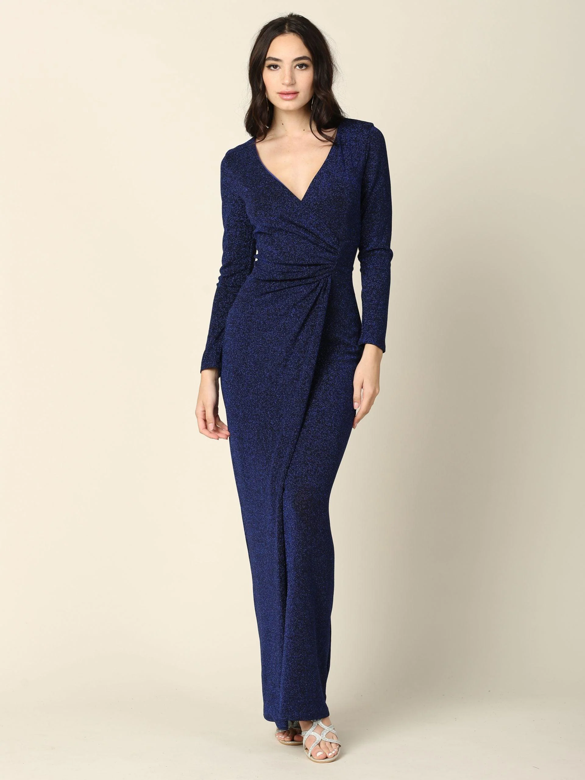 Long Mother of the Bride Formal Metallic Dress