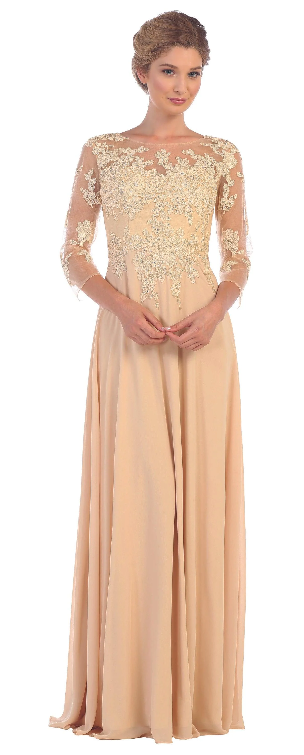 Long Mother of the Bride Formal Chiffon Dress