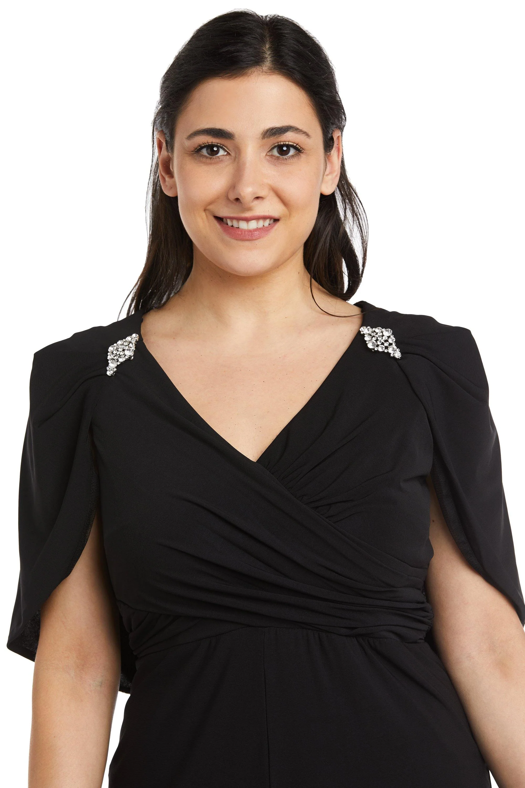 R&M Richards 2460P Petite Capelet Jumpsuit Formal