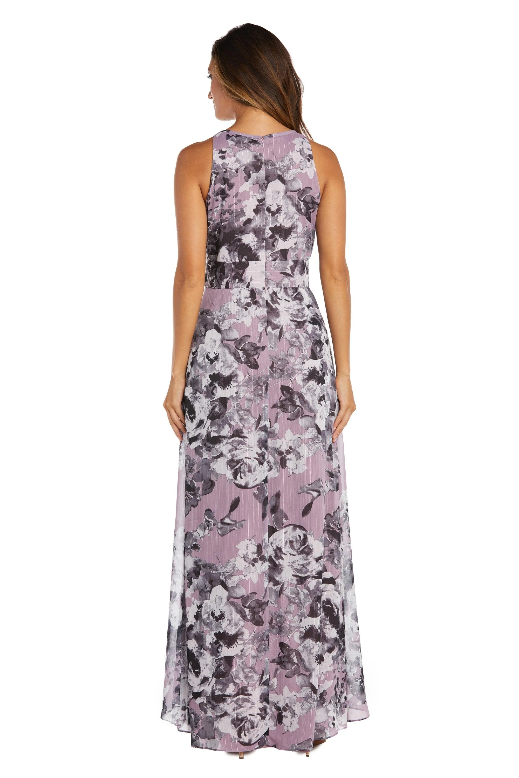 R&M Richards 9392 High Low Floral Halter Dress